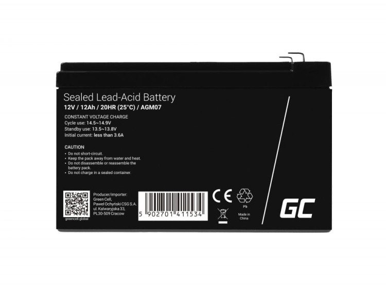Akumulator żelowy Green Cell 12V/12Ah