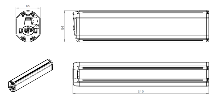 Bateria zamiennik BOSCH 511 Wh 14Ah Tuba pionowa rysunek techniczny